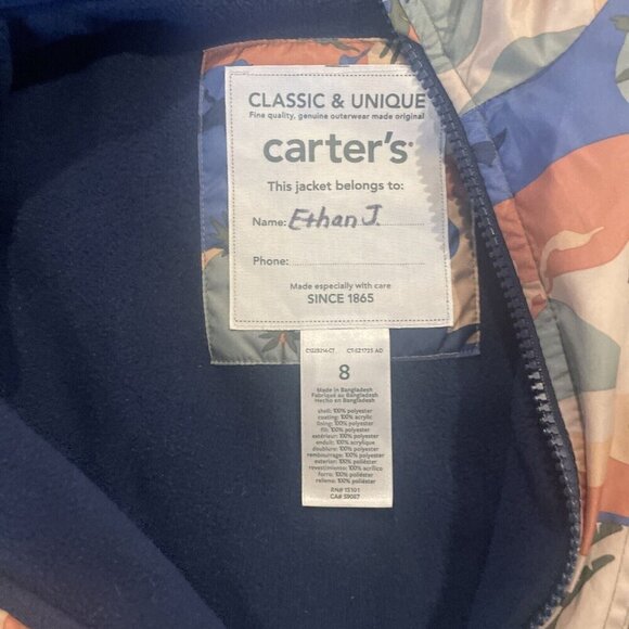 Carter's Boys Classic & Unique Camo rain coat jacket size 8 Dinosaurs - Picture 9 of 10
